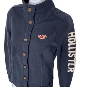 Hollister navy blue button up jacket size Medium